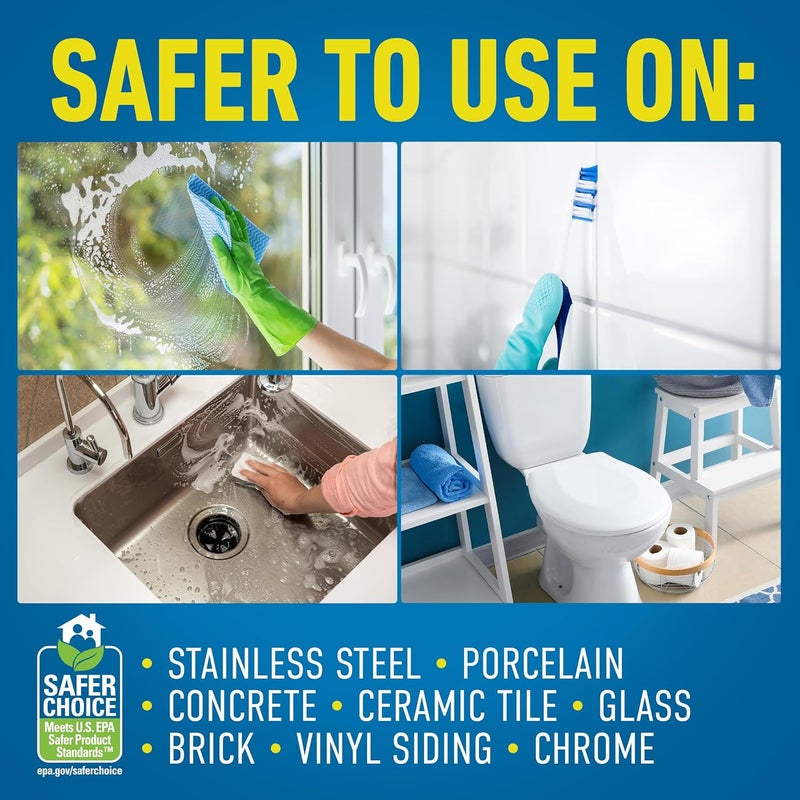 CLR علامات مزيل الكالسيوم والليمون والصدأ، زجاجة رش سعة 26 أونصة، عبوة من 2، يزيل الكالسيوم، يذوب رواسب الليمون، يزيل بقع الصدأ العنيدة ورواسب المياه العسرة. - Image 4